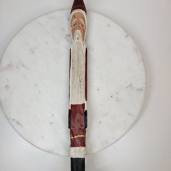 VINTAGE Wooden Pencil Santa Claus 19.5" Tall Rustic Christmas Holiday Figurine - Picture 2 of 13